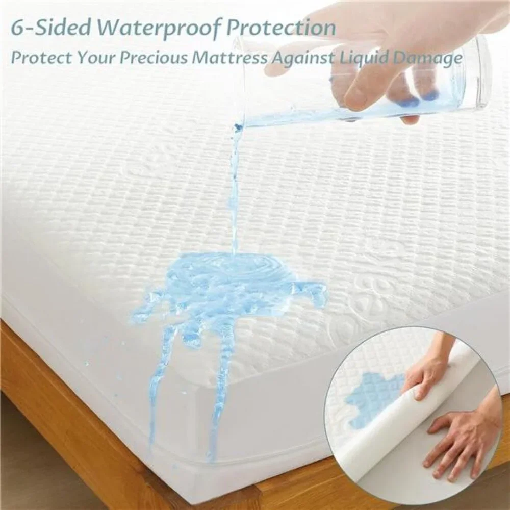 King Size Bamboo Rayon Mattress Protector with Zipper - 100% Waterproof Zippered